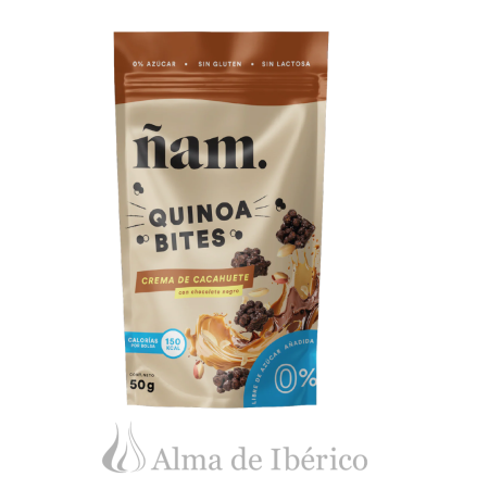 Snack de quinoa con crema de cacahuete y chocolate